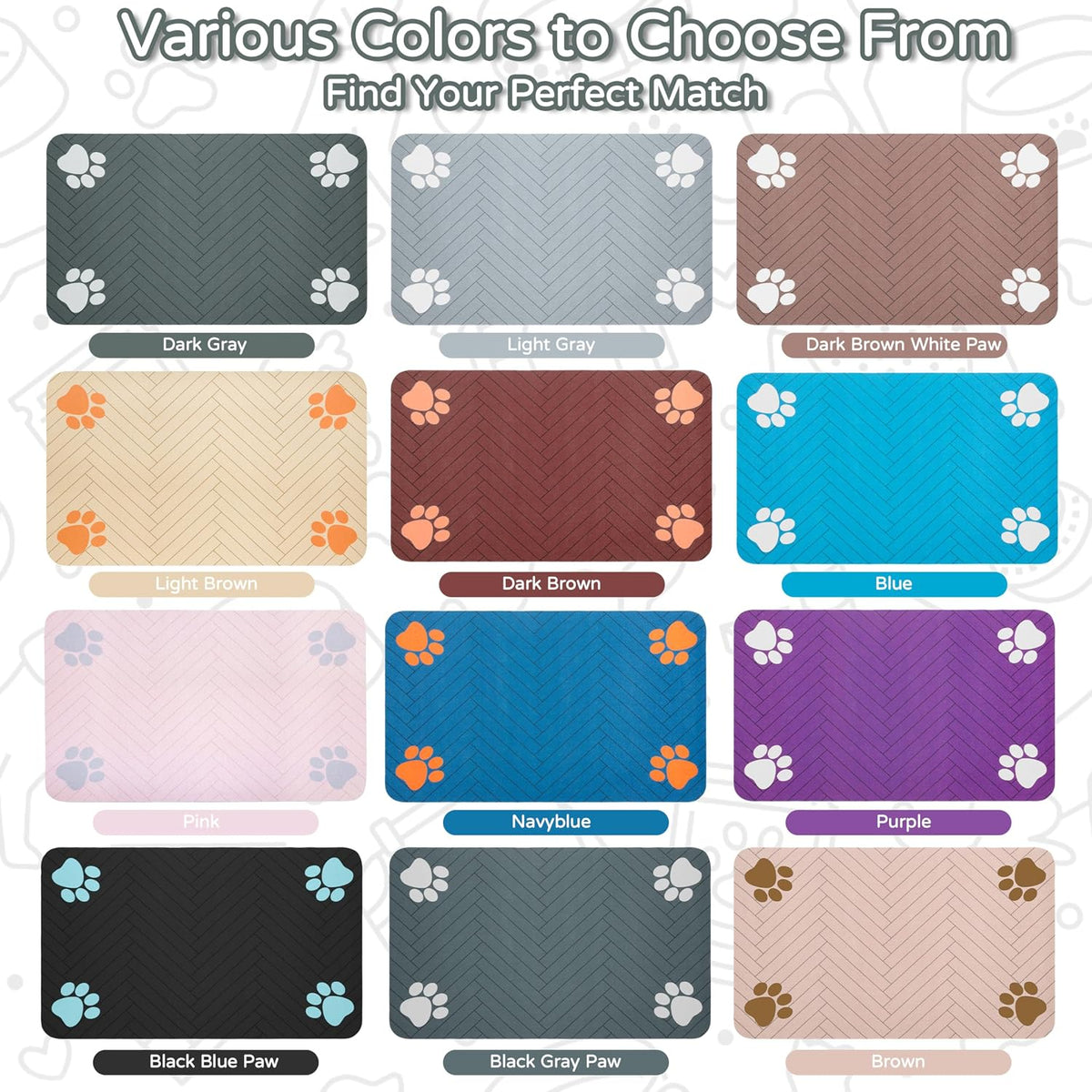 Pet Feeding Mat, Absorbent Dog Mat for Food and Water Bowl