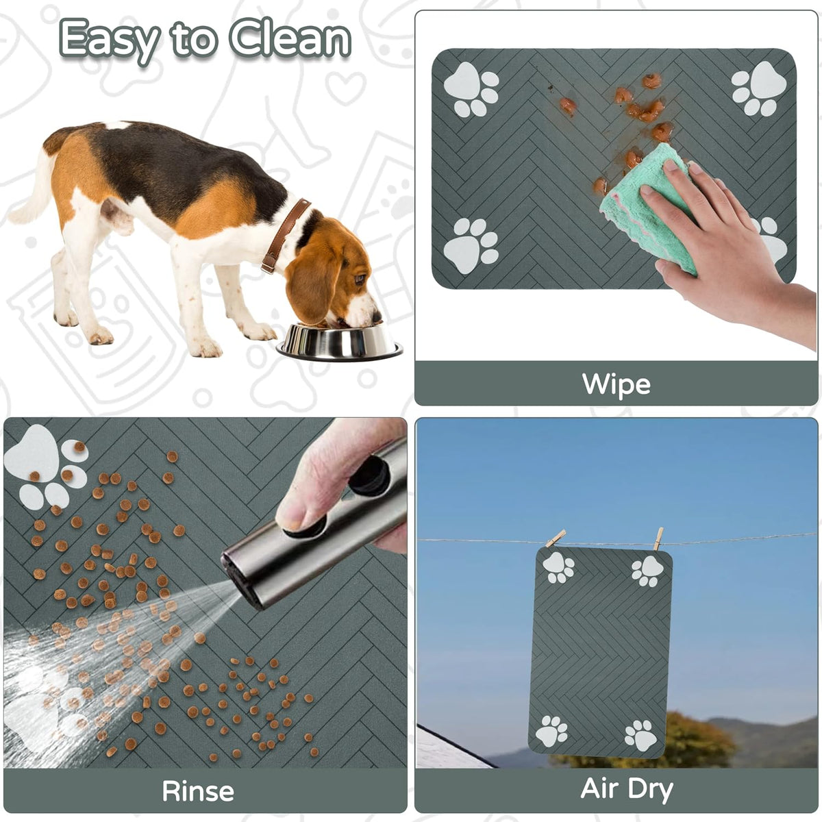 Pet Feeding Mat, Absorbent Dog Mat for Food and Water Bowl
