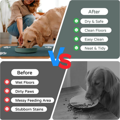 Pet Feeding Mat, Absorbent Dog Mat for Food and Water Bowl