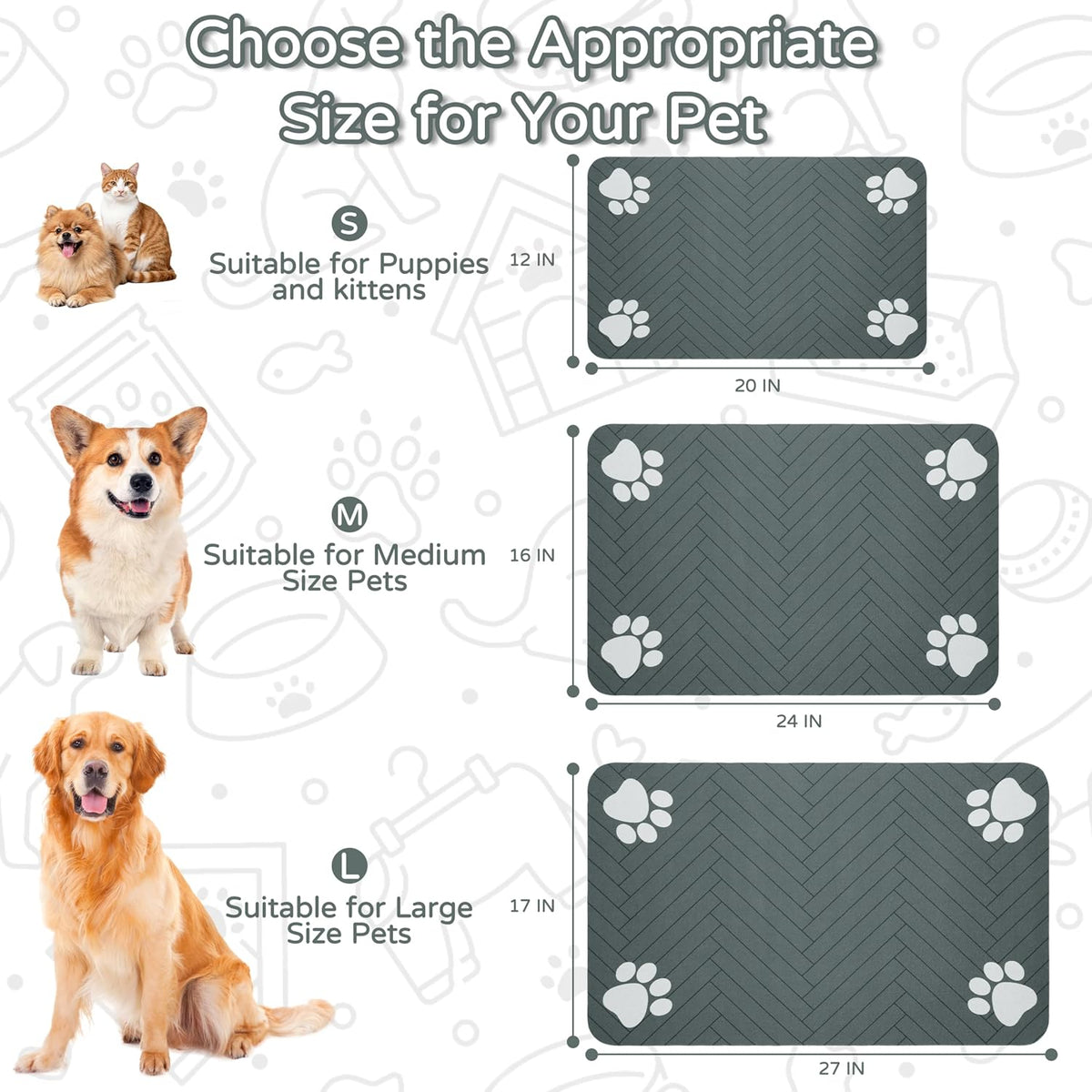 Pet Feeding Mat, Absorbent Dog Mat for Food and Water Bowl
