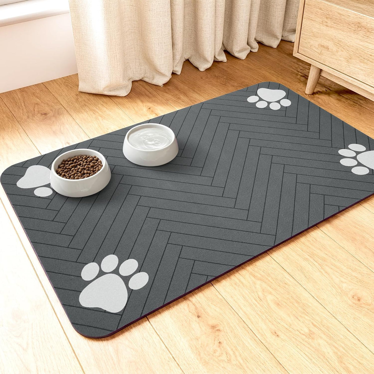 Pet Feeding Mat, Absorbent Dog Mat for Food and Water Bowl