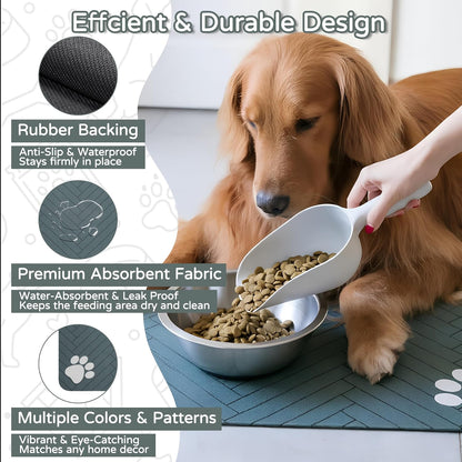 Pet Feeding Mat, Absorbent Dog Mat for Food and Water Bowl